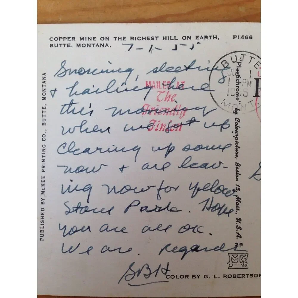 1955 Vintage Mckee Plastichrome Butte Montana Copper Mine Posted Color Postcard